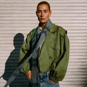 FREE PEOPLE Looking Glass Cropped Trench Coat - Loden Green